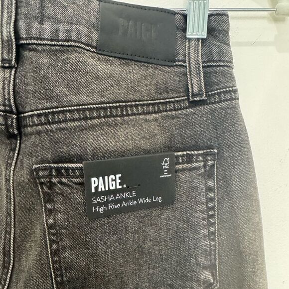 NWT PAIGE SASHA ANKLE Wide Leg Jeans in Black Rust - Picture 12 of 13